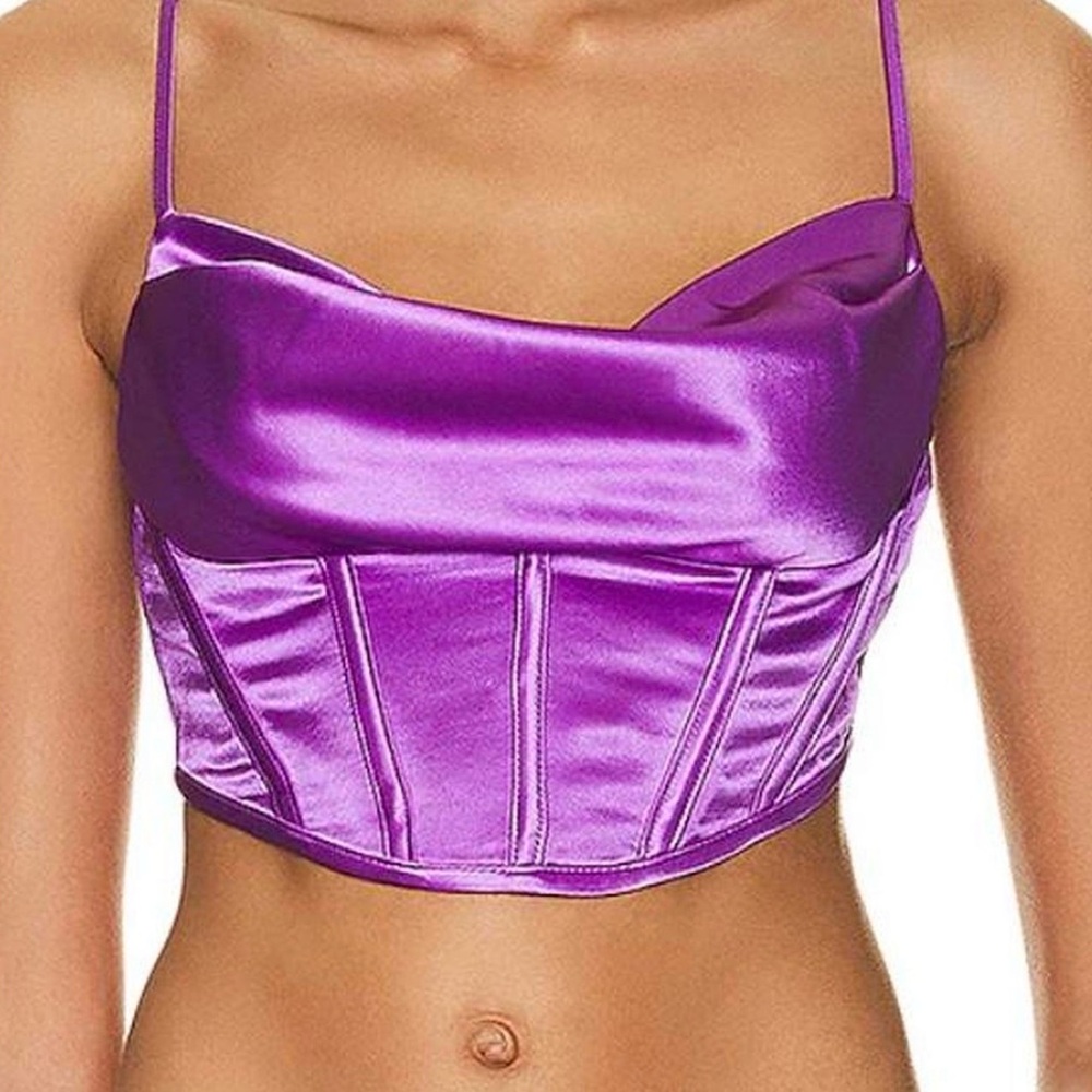 Satin Corset Crop Top in Vibrant Purple